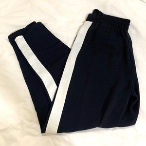 Dark Blue Polyester Pants with White Sides